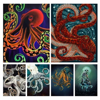 Kovinski Hobotnica 5D Diamond Slikarstvo Mornar Morske Živali Umetnosti Mozaik Nosorogovo Koncept Umetnine Navzkrižno Šiv Kit Obrti Dekor