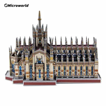 Microworld 3D Kovinski Puzzle Milan Katedrala Modelov zgradb Kompleti DIY Laser Cut Sestavljeni Igrače, Sestavljanke, Rojstni dan, Darila Za Teen Odraslih