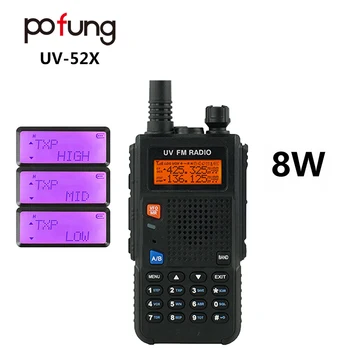 Pofung UV52X Ročni Walkie Talkies 8W Dual Band VHF/UHF dvosmerni Radii Rechargerable z Brezplačno Slušalke, USB Kabel za Programiranje