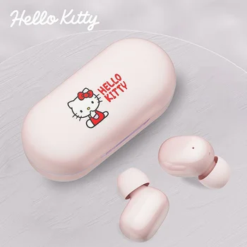 Kawaii Sanrio Hello Kitty Slušalke Brezžične Bluetooth Risank Anime Zmanjšanje Hrupa Slušalke z Mikrofonom Smart Touch