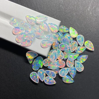 Lab Ustvarite OP534 Beli Ogenj Sintetičnih Opal Flatback Chrysoprase Svoboden Hruška Transparentni Gemstone