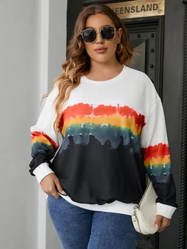 Finjani ženski pulover s kapuco Plus Velikost Ženske Modnih Oblačil, Svoboden Tie Dye Majica Priložnostne Poliestra Dolg Rokav Vrh