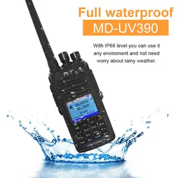 TYT MD-UV390 GPS DMR Radijskih Postaj, 5W 136-174MHz & 400-480MHz Walkie Talkie MD-390 IP67 Nepremočljiva Dvojni Čas Dlot Digitalni Radio