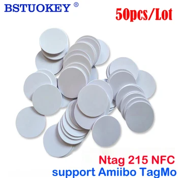 50Pc/veliko Ntag215 Oznake NFC Nalepke Telefon na Voljo Ni Samolepilne Etikete RFID Oznako 25 mm, 13.56 MHz Ntag 215 Kovanec Oznake NFC Ključ