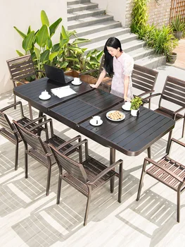 Zunanji aluminij zlitine mize in stoli, dvorišče, vrt, prosti čas Evropska villa, iz litega aluminija, terasa, zložljive mize