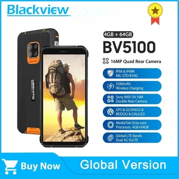 Blackview BV5100 IP68 Vodotesen Pametni telefon Robusten, 4GB+64GB Mobilni Telefon 5580mAh 5.7