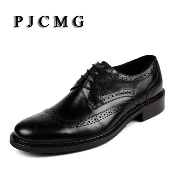 PJCMG Nov prihod oxfords moški čevlji pravega usnja wingtip vklesan čipke vintage modo, poroka, poslovni moški športni copati moški stanovanj