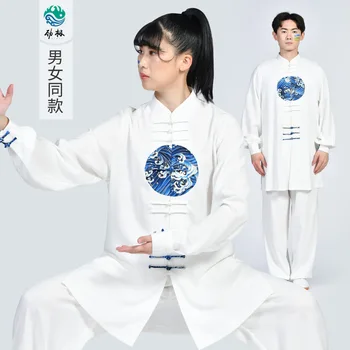 Bombaž Perilo Moški Ženske Tai Chi Kungfu Borilne veščine Nastavite Kitajski Slog Natisne Majica+hlače Meditacija Priložnostne Vaja Wing Chun Set