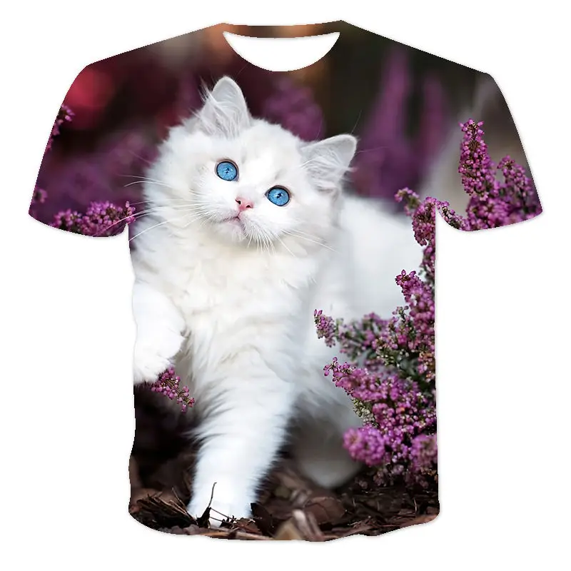 Najnovejše Živali Mačka Serije Priljubljenih Poleti Moških In Žensk 3d Tiskanje Moda Prostočasnih Športnih Svoboden T-Shirt