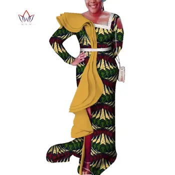 Afriške Rojstni dan Obleko Za Ženske Afriki Bazine Poln Rokav Tla-dolžina Obleke Dashiki Gleženj Dolžina Ruffles Sundress WY3625