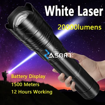 Močna LED Svetilka Super Svetla Pozornosti Dolgo Vrsto Zoomable Sili Luč Prostem Kampiranje Baklo Moč Zaslon