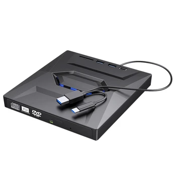 USB3.0+Tip-C DVD-Jev Zunanji Optični Pogon CD/DVD-Jev TF/SD Card Reader Za osebni RAČUNALNIK