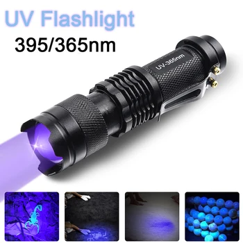 LED UV Svetilko 365nm 395nm Blacklight Scorpion UV Svetlobo Pet Urina Detektor Zoomable Ultravijolično Prostem Kampiranje Razsvetljavo