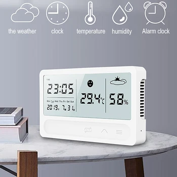 Večfunkcijsko Zaprtih Soba LCD Elektronski Temperatura Vlažnost Meter Digitalni Termometer, Higrometer Vremenske Postaje Budilka