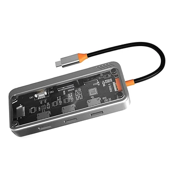 10 V 1 USB C Hub Adapter,USB C Laptop Razširitvene Postaje Za Dvojno Monitorji,USB3.0 2.0 Ports,100W PD Polnjenje,RJ45,Audio