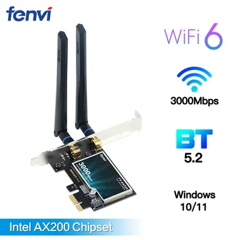 2974Mbps WiFi6 AX200 PCIE Kartico WiFi Adapter Bluetooth5.2 Dual Band 2,4 G/5Ghz 802.11 AX Brezžični vmesnik Za Pc Namizja Windows 10