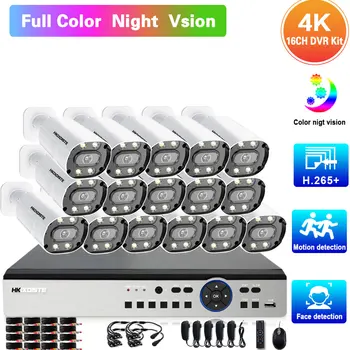 8MP 16 Kanal AHD CCTV Sistema Barvno Night Vision Varnostne Kamere Nastavite 16CH 4K DVR Kit H. 265 XMEYE DVR nadzorni Sistem