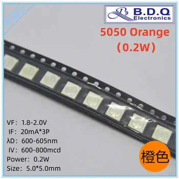 100 kozarcev 5050 SMD LED Oranžna LED Lučka Kroglice Velikosti 5050 Light-emitting Diode Visoke Svetlo Kakovosti