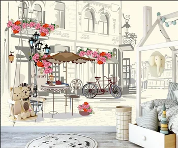Ozadje po meri 3D cartoon mesto cvet Zidana otroški Sobi Vrtec ozadje za spalnico stene de papel parede 3d