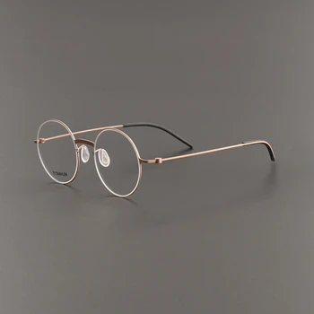 Danski Kraljevi Retro Titanium V Kovinski Okvir Očal Človek Kratkovidnost Recept Očala Ženske Krog Optično Branje Očala Brezvijačno