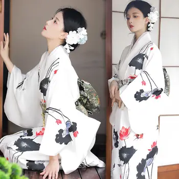 Japonske Ženske Beli Kimono Japonskih Tradicionalnih Oblačil Japonski Kimono Ženske Tradicionalno Plus Velikost Kimono Anime Kimono