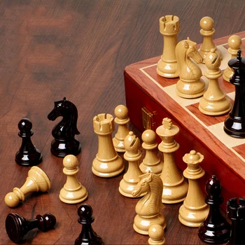 Luksuzni Veliki Šah Igra 110 mm Kralj Zložljive Lesene Šahovnici Šahovsko Igro, ABS Plastike, Jekla Tehtano Šahovske Figure, družabne Igre