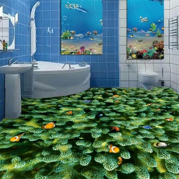Beibehang po Meri photo 3D ozadje sodobne umetnosti koralni tropskih rib 3D tla ozadje PVC ozadje samolepilne 3d tla
