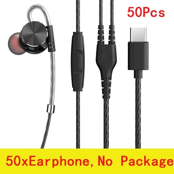 50Pcs DM10 Tip-C Žične Slušalke za V uho CNC Heavy Bass Slušalke MP3 Šport Čepkov za Univerzalno Telefon, Predvajalnik Glasbe, Slušalke