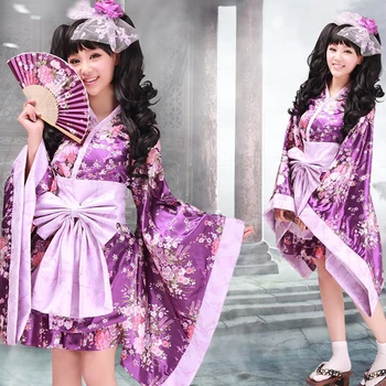 Tradicionalni Japonski Slog Anime Dekleta Lolita Kimono Yukata Azijske Oblačenja Žensk Gejša Sakura Haori Kawaii Enotno Cosplay Kostum