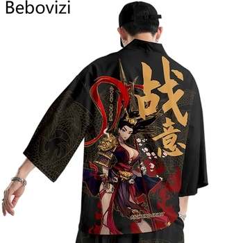 Risanka Anime Kimono Ženske Moški Japonski Samuraj Oblačila Ženski Ulica Cosplay Jopico Azijskih Moda Tradicionalnih Haori