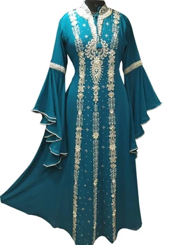 Ženske Dolga Obleka Dubaj Obleke Georgette Arabesque Thobe Islamske Eleganco Moroccon