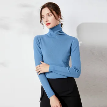 Evropski in Ameriški New Visoke kakovosti, Visoko vratu Vse-tekmo Žensk Dno Majica Modni Trend Barva ženski Pulover