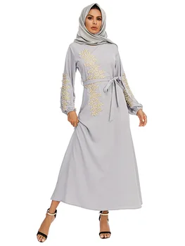 Caftan Marocain Muslimansko Obleko Ženske Dolg Rokav Pearl Krila Eid Abaya Dubaj Velikem Zamahu Dolgo Haljo Turčija Islamska Oblačila Vestidos
