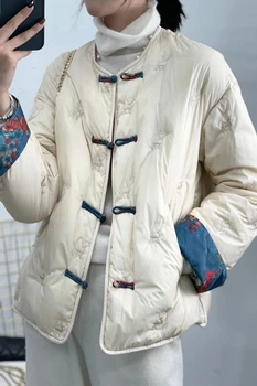2023 Novi Kitajski retro slogu bombaž-oblazinjeni suknjič gospa jesen zima okrogle ovratnik cheongsam gumb dolgi rokav moda tang obleko