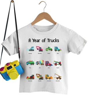 Leto Tovornjaki Tiskanja Otroci Majice Poletje Fantje Dekleta Kratek Rokav Vrhovi 2022 Otrok, Risanka Priložnostne Oblačila Modni T-Shirt