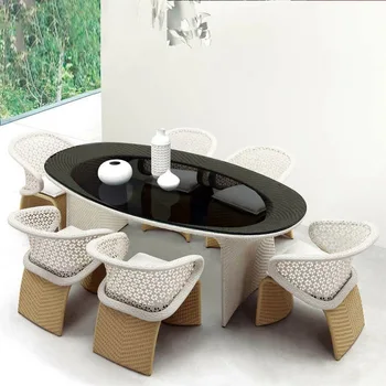 Prostem mize in stoli preprost oblikovalec imitacija ratana vrt, dvorišče, balkon kavč rattan pohištvo, rattan kit