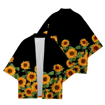 Tradicionalni Haori Ženske Moški Harajuku Japonski Yukata Haljo Moda Kimono Ulične Sončnično Tiskanja Cosplay Jopico Majica