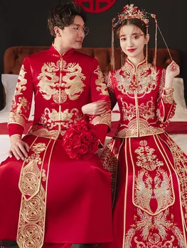 Novo Kitajsko Tradicionalno Poročno Obleko Vezenje Beading Banket Visoko-Quaity Klasičnih Cheongsam Kitajska Qipao костюм для восточных
