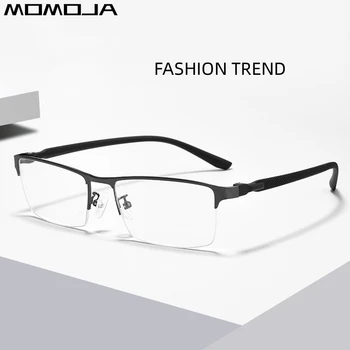 MOMOJA 2023 Nov Modni Posel Očala Retro Kvadratnih Kovinskih Očala Optični Recept Pol-okvir Očal Za Moške 1076