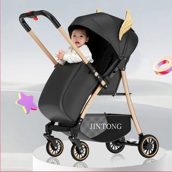 Baby Voziček Zložljiv 4 Kolesa Visoko-oglejte si dvosmerni Ultra-lahkih Voziček Lahko Sedi in Leži krat Prenosni nosilci in sprehajalci