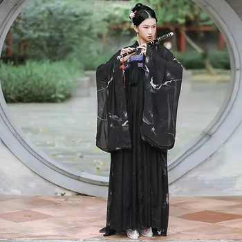 2022 Tradicionalne Ženske Črna Hanfu Obleko Starodavne Kitajske Kostum Lepo Ples Hanfu Originale Princesa Tang Dinastije Robe