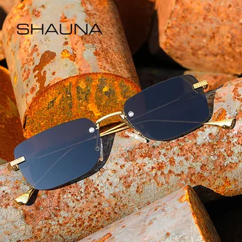 SHAUNA Moda Rimless Ženske Gradent sončna Očala blagovne Znamke Oblikovalec Trendi Moških Majhen Pravokotnik Odtenki UV400