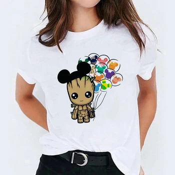 Disney Kawaii Groot Majica s kratkimi rokavi Ženske Modni Mickey Harajuku Ropa Mujer Poletne Ulične Mestnih Priložnostne majice Hitra Dostava