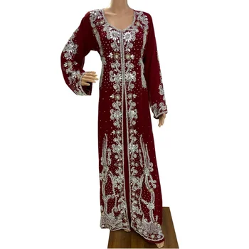 Maroon Georgette Obleke Maroko Dubaj Haljo Farasha Evropski in Ameriški Modni Trend Oblačila