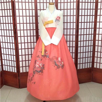 Hanbok Obleko Peony Hanbok Ročno Vezene Ženske Nacionalni Tradicionalnih Formalnih Banket Praznovanje Uspešnosti Obleko