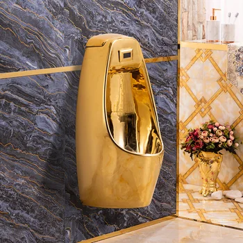 Razkošje svetlobe Zlato Integrirano Urina Pokal Wall-Mounted Hotel Gospodinjski Kopalnica Moške Keramični Pisoar