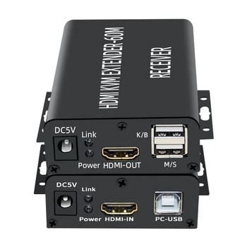 HDMI je Združljiv KVM Extender 60M Nad Cat5/6 Ethernet Kabel 1080P USB Avdio Video Pretvornik Za PC TV Monitor