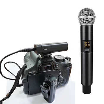 Brezžični Ročni Mikrofon Intervju Studio Snemanje Opreme 164 ft Območju Za Telefone, Fotoaparate DSLR v Živo Snemanje