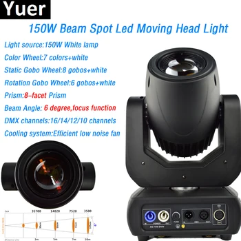 Yuer Bela LED Žarnice 150W Svetlobni Spot Gibljive Glave Lučka 8-vidik prizmo 6 stopnje z barvo kolesa gobo kolo DMX DJ Disco Party Kažejo