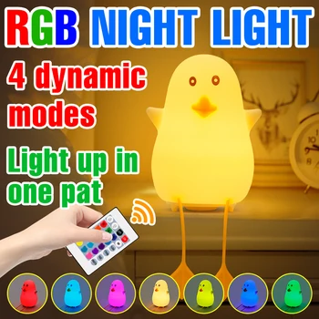 RGB Nočne 5V LED Raca Žarnica Spalnica Noč Svetlobe USB Polnilne Namizno Svetilko Risanka Silikona Luči Vzdušje Dekoracijo